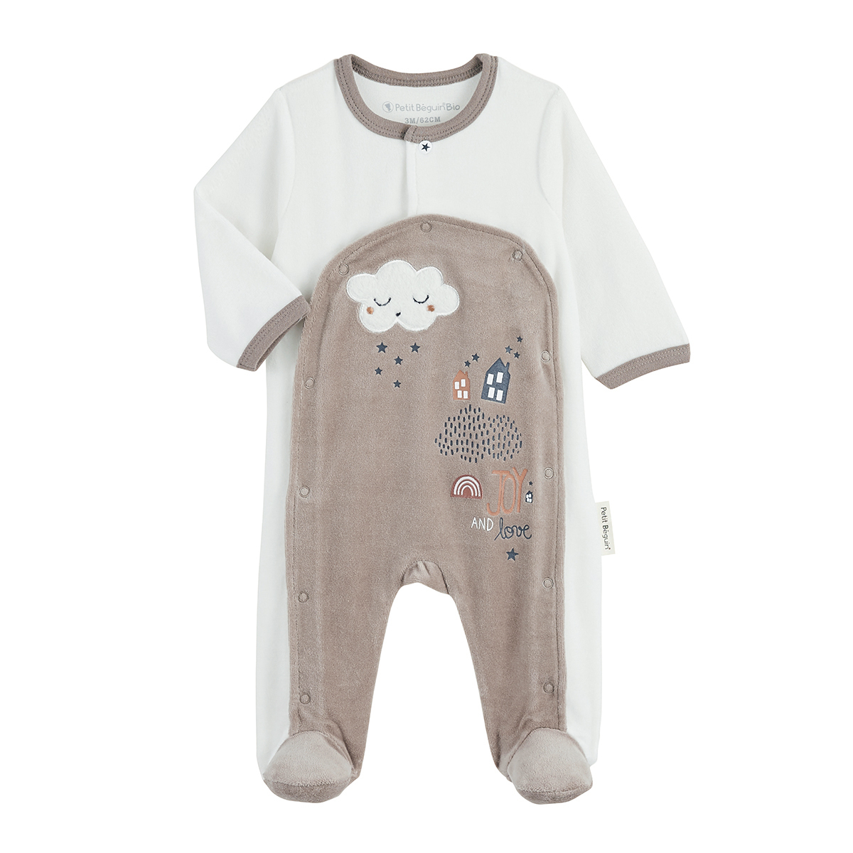 PETIT BEGUIN – Pyjama en velours ouverture pont bébé mixte Joy