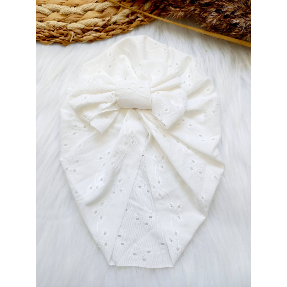 Happy by lies – Turban blanc broderie 2-18m