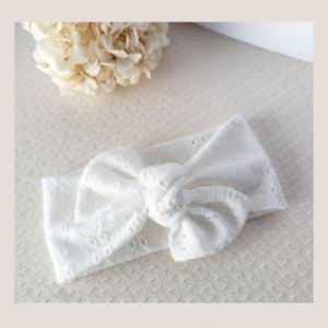 Tête de lylotte – Bandeau jersey dentelle blanc