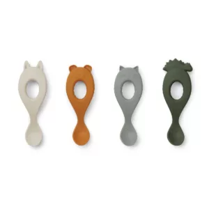 Liewood – Lot de 4 cuillères en silicone Hunter green mix