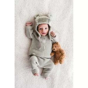 Babyshower – Bonnet teddy eskimo suede dune