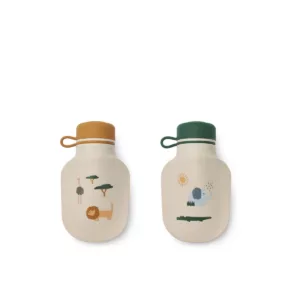 Liewood – Lot de 2 gourdes en silicone Lizzie Safari